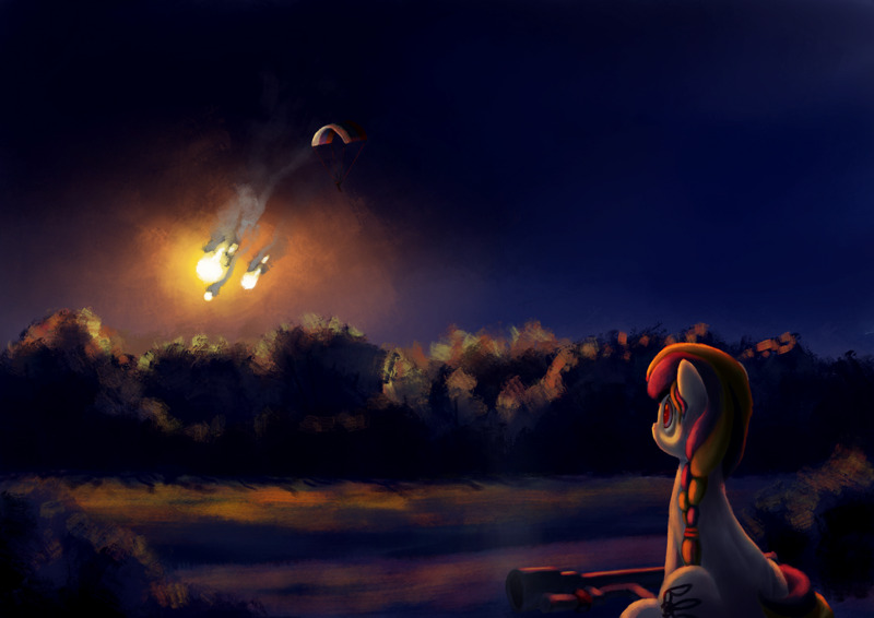 night, a pony watches Russian planes being destroyed by MANPADS