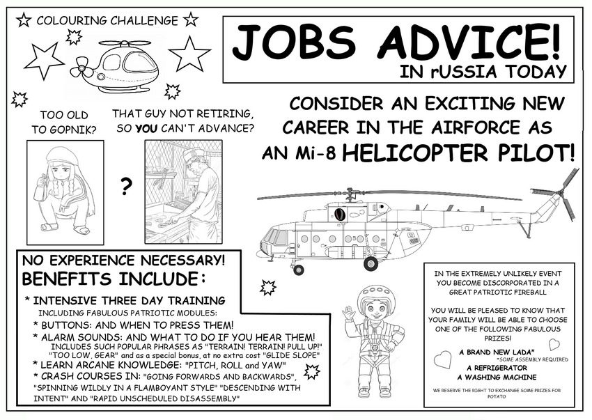 coloring book image of a helicopter, 'Be an Mi-8 Helicopter Pilot!'
