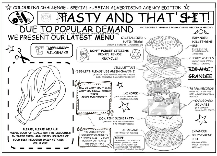 coloring book image of 'Tasty and That's It' restaurant