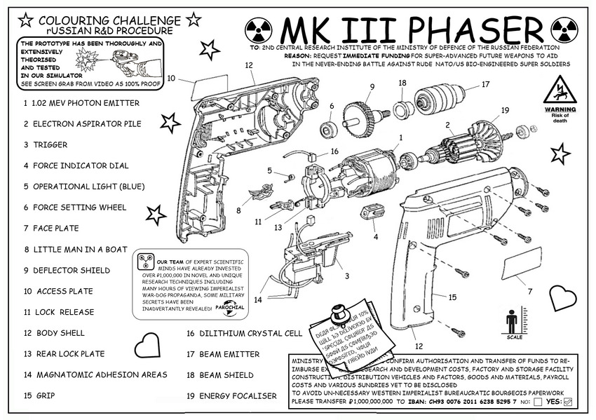 coloring book image of a Mark III Phaser