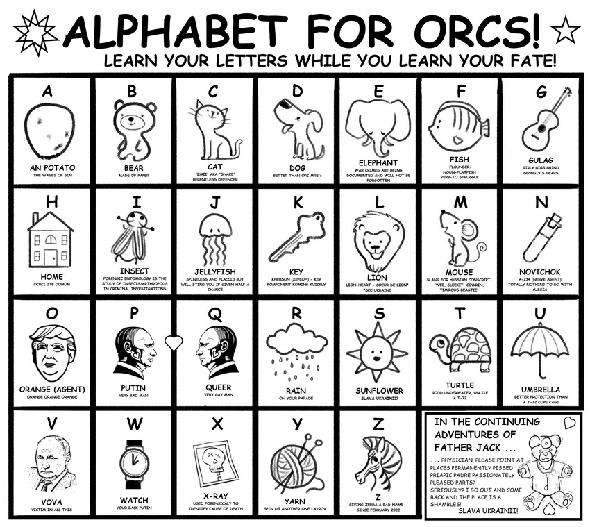 coloring book page about 'Alphabet for Orcs'