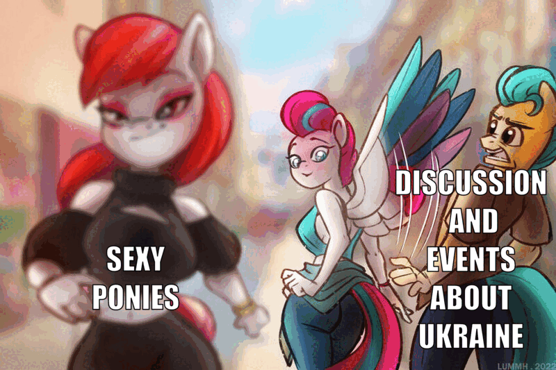 distracted pony looks at Sexy Ponies instead of Discussion and Events about Ukraine