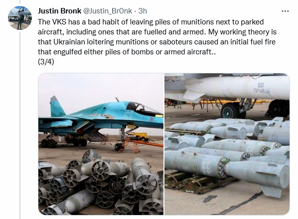 the VKS has a bad habit of leaving piles of munitions next to parked aircraft, including ones that are fueled and armed.