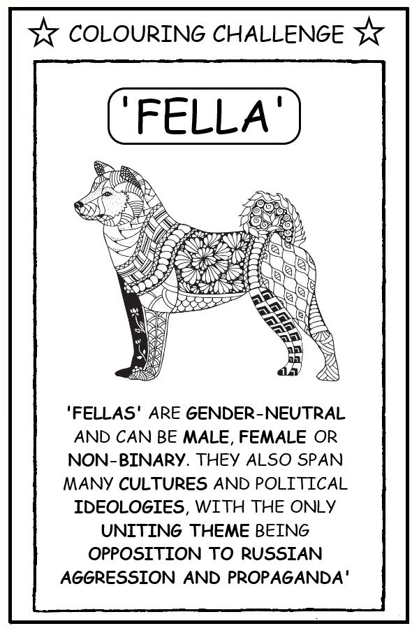 coloring book page about fellas