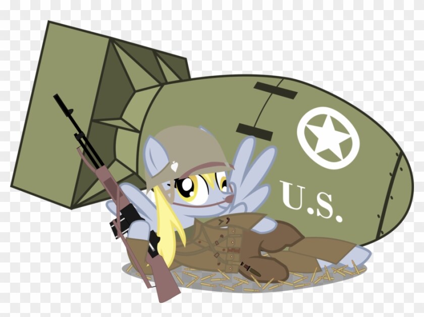 pony lounging by a bomb