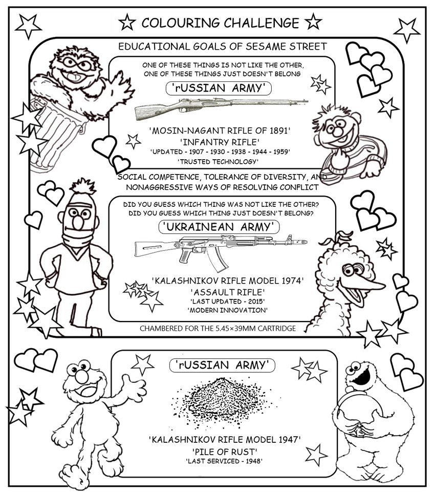 coloring book page about Mosin-Nagant and AK-47