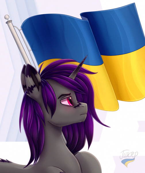 resolute pony with Ukraine flag