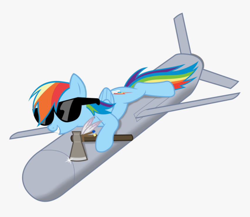 Rainbow Dash riding a Tomahawk missile