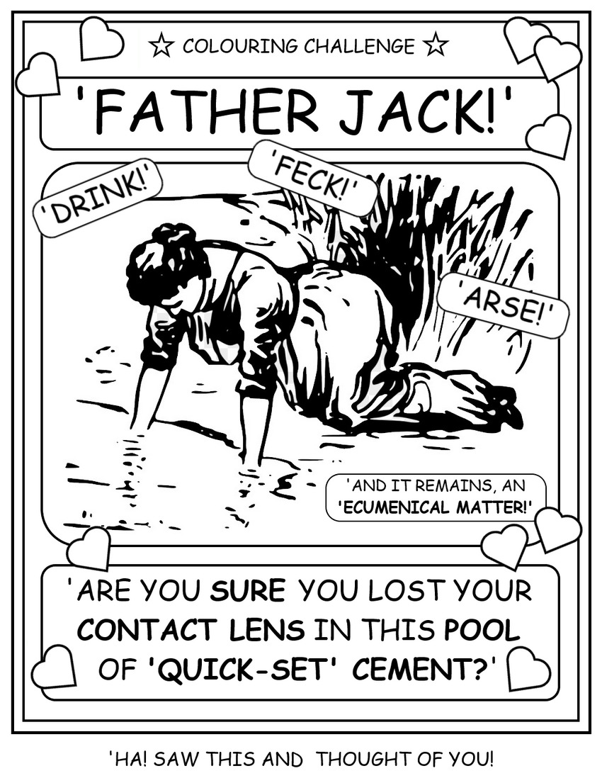 coloring book page about Father_Jack's foot troubles.