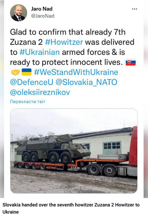 7th Zuzana 2 Howitzer was delivered to Ukrainian armed forces and is ready to protect innocent lives.