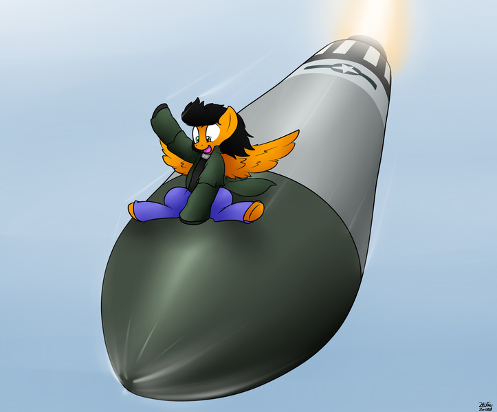 pony riding on a bomb