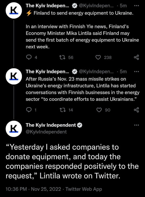 Finland helps Ukraine by providing generators