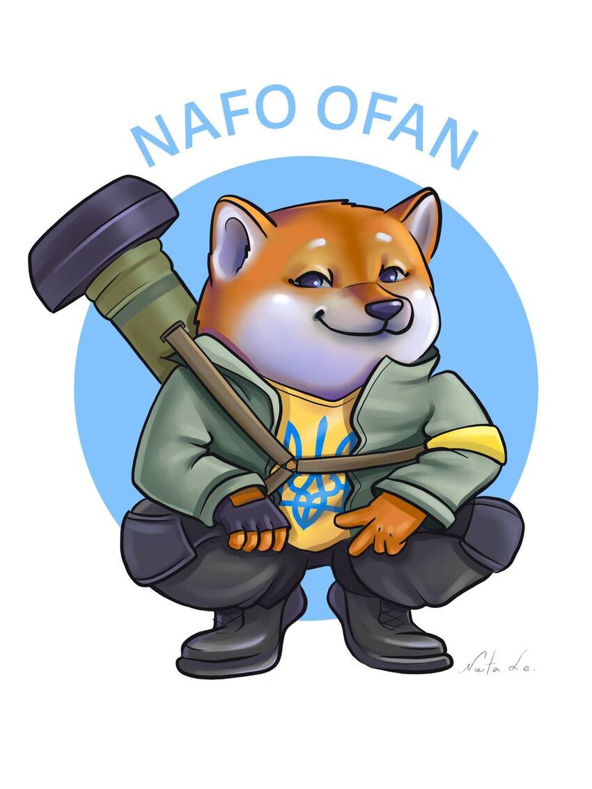 NAFO fella in Ukraine gear with a Javelin