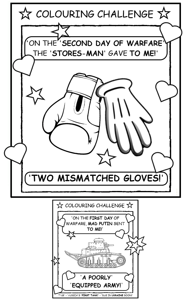 coloring book page about mismatched gloves