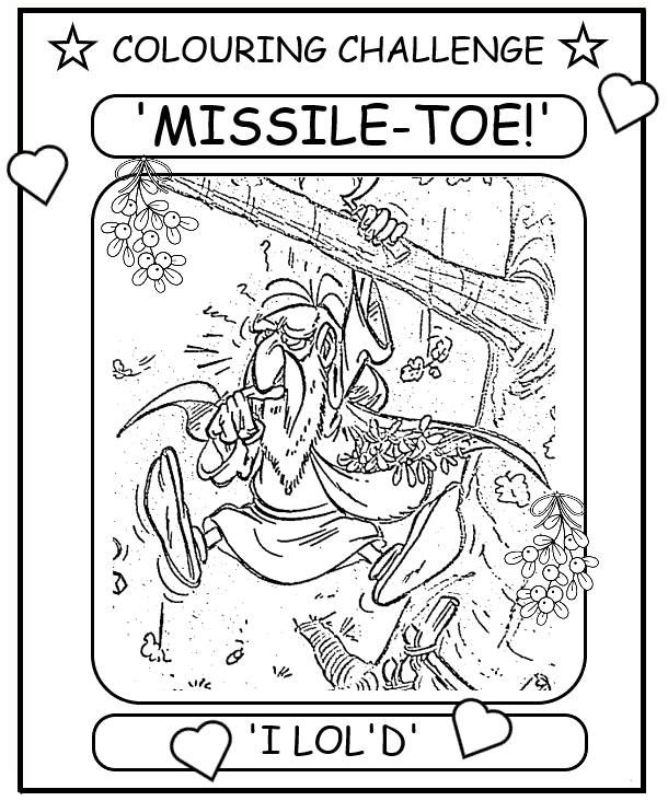coloring book page about missile toe