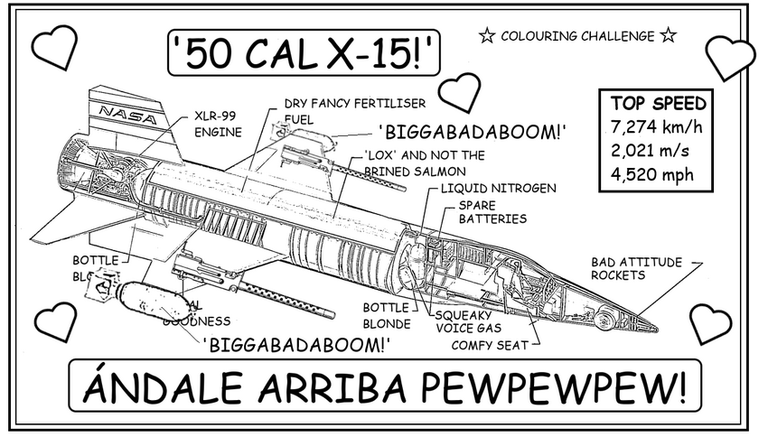 coloring book page about the X-15 plane
