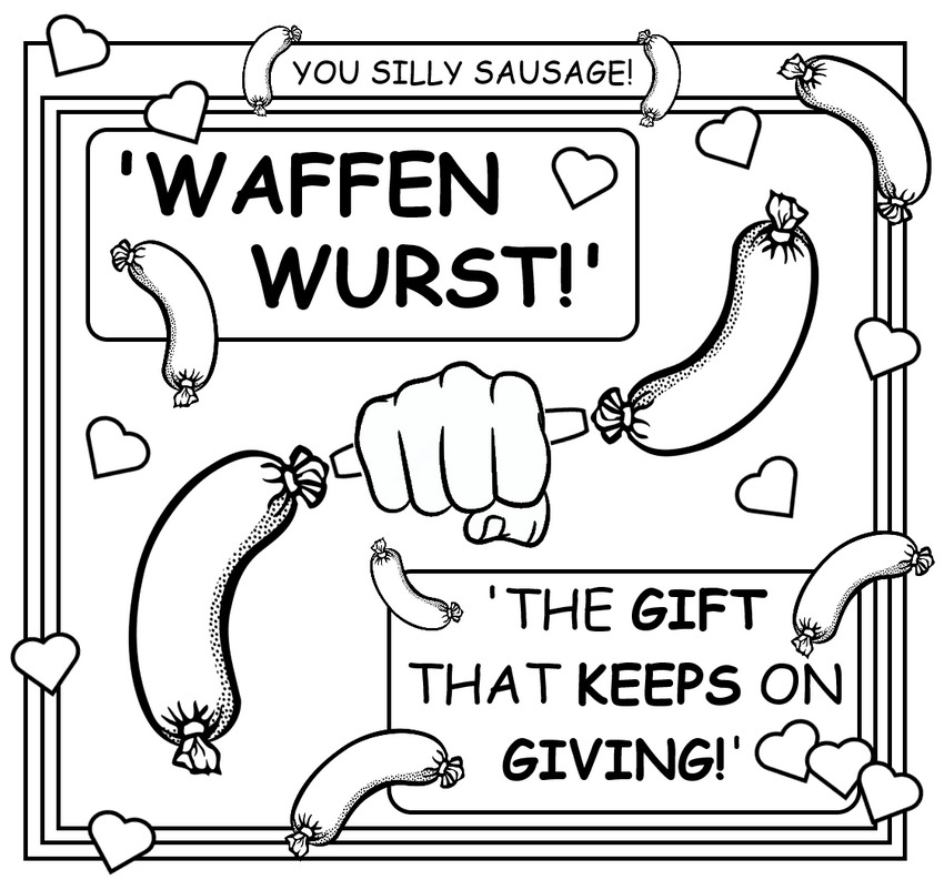 coloring book page about Waffen-Wurst