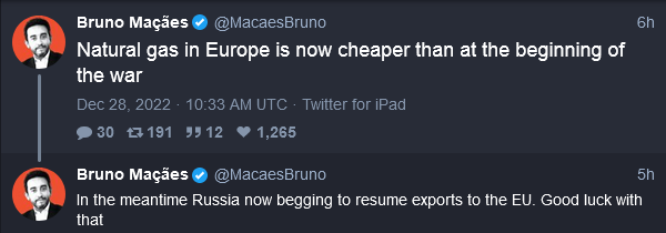 Natural gas in Europe is now cheaper than at the beginning of the war. Master strategy, Russia.