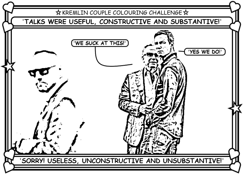 Coloring book page about Russian talks that were held and were not useful.
