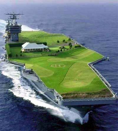 What a Trump warship may look like (an aircraft carrier shopped to look like a golf course.)
