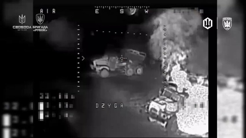 A drone hit 2 Grad MLRS systems, and they both exploded.