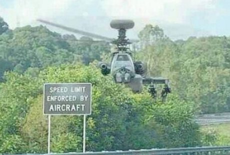 speed limit enforced by Apache helicopters