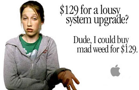 Ellen Feiss saying, $129 for a system upgrade? Dude, I could buy mad weed for $129