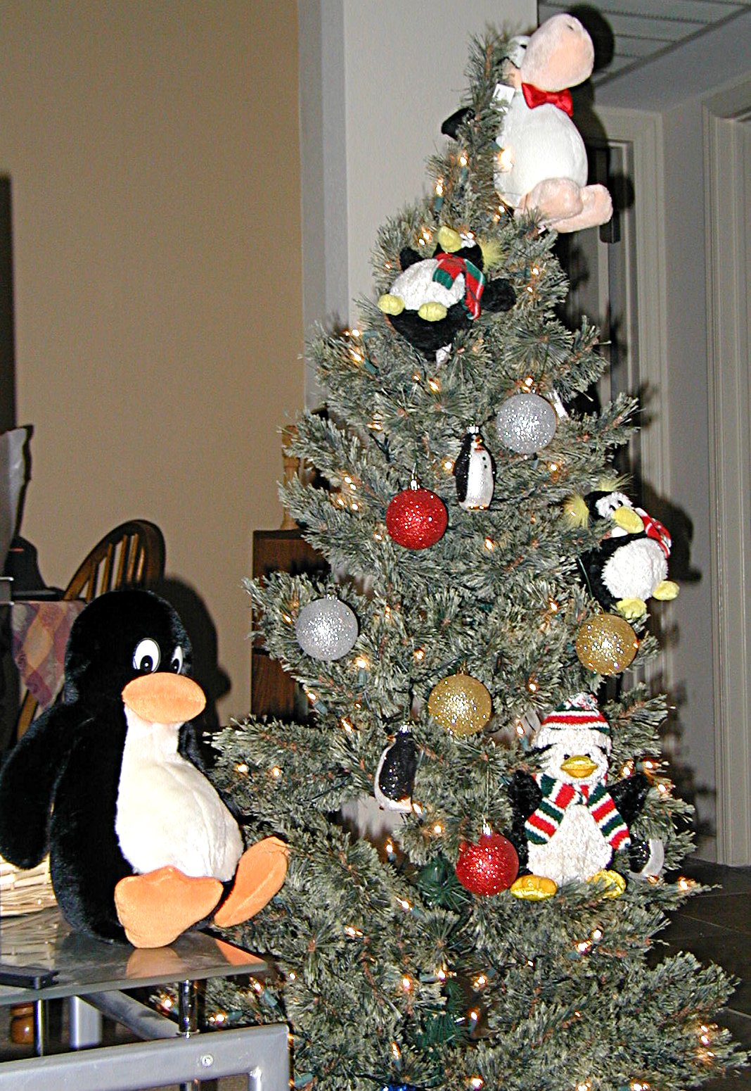 Christmas tree full of penguins