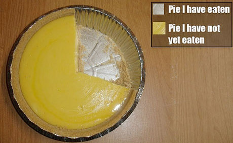 pie chart, made out of an actual pie