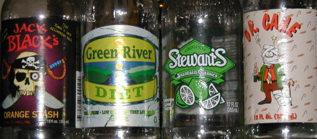 Jack Black's, Diet Green River, Stewart's Key Lime, and Dr. Cane