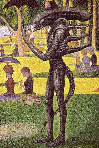 Sunday Afternoon on the Island of La Grande Jatte, with aliens