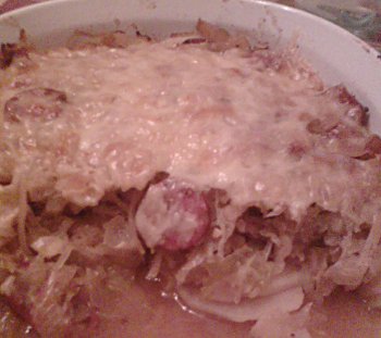 Alsatian gratin with sauerkraut and sausage