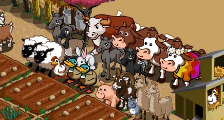 a bunch of FarmVille animals