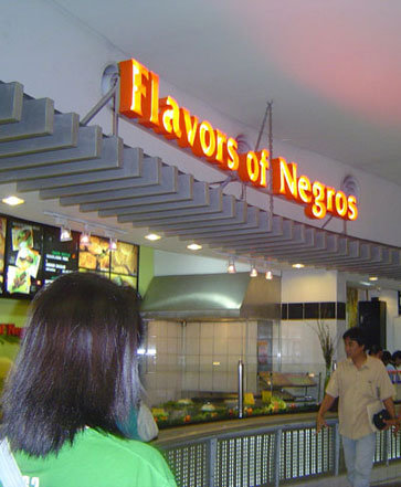 food court sign saying 'Flavors of Negros'