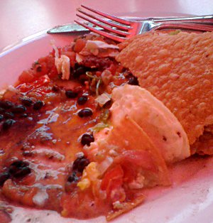 large plate of huevos rancheros