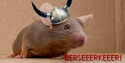 mouse with Viking helmet, BERSERKER!