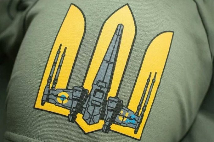 close-up of X-wing patch on Zelenskyy's Star Wars shirt