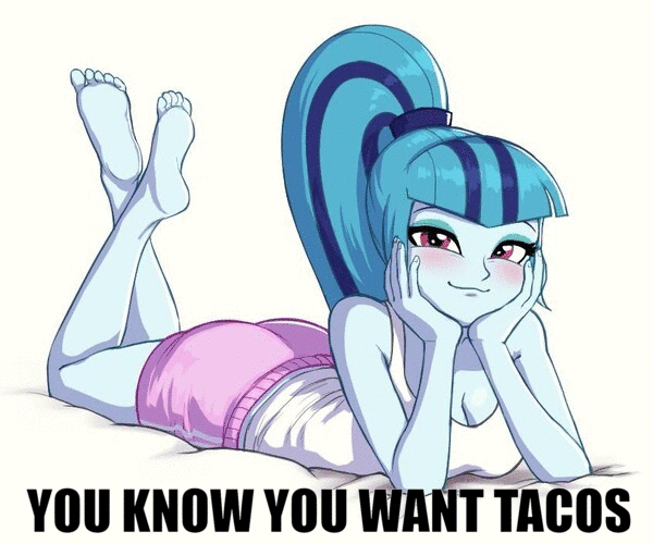 anime MLP girl captioned 'You know you want tacos'