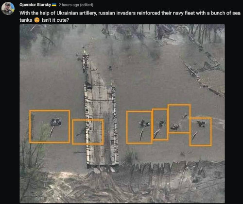 With the help of Ukrainian artillery, Russian invaders reinforced their navy fleet with a bunch of sea tanks