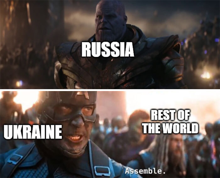 Russia is Thanos, Ukraine as Captain America tells the rest of the world to assemble