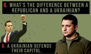 What's the difference between a Republican and a Ukrainian? A Ukrainian defends their capitol.
