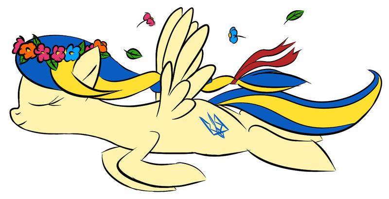 flying pony in Ukraine colors