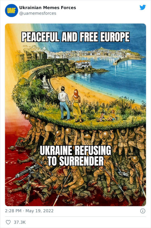 A peaceful and free Europe is being supported by Ukraine refusing to surrender