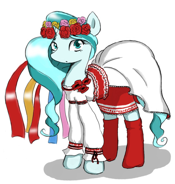 Pony in traditional Ukraine dress