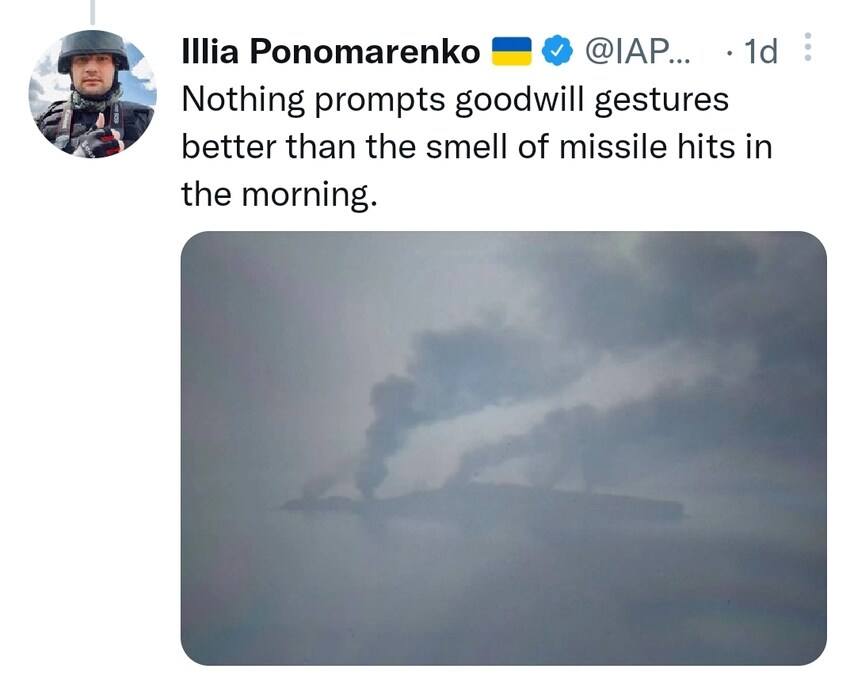 nothing prompts goodwill gestures better than the smell of missile hits in the morning