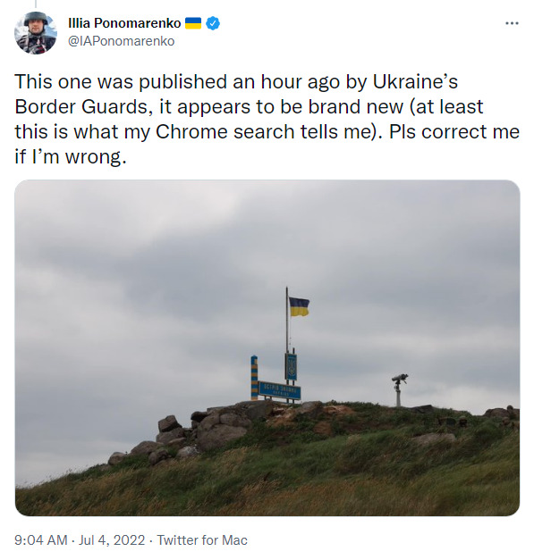 photo of Ukraine flag flying over Snake Island