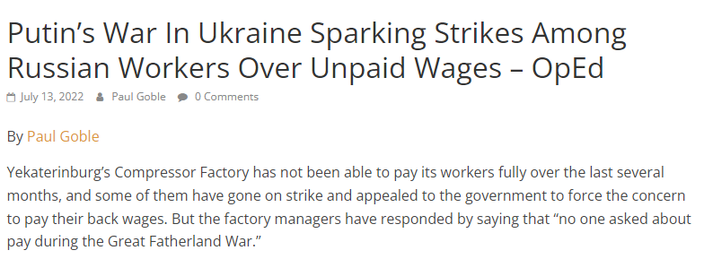 Putin's war in Ukraine sparking strikes among Russian workers over unpaid wages
