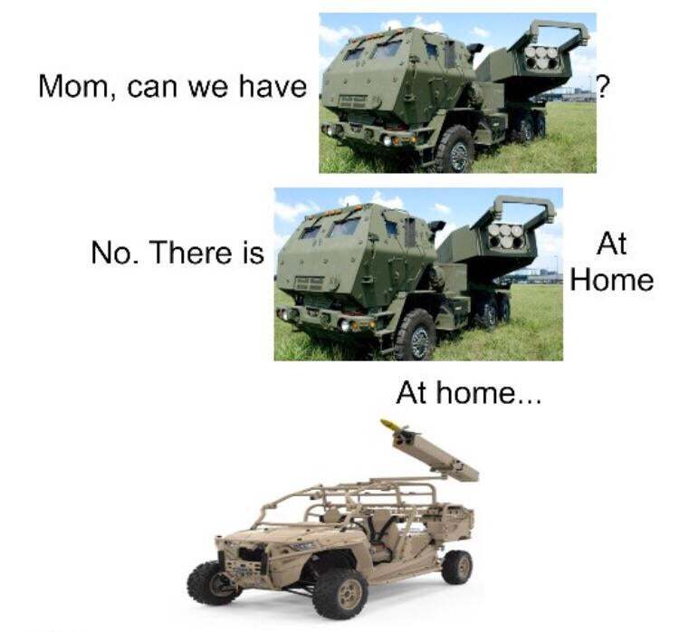 Mom, can we have HIMARS? No. There is HIMARS at home. At home... Russian missile launcher that is much less advanced