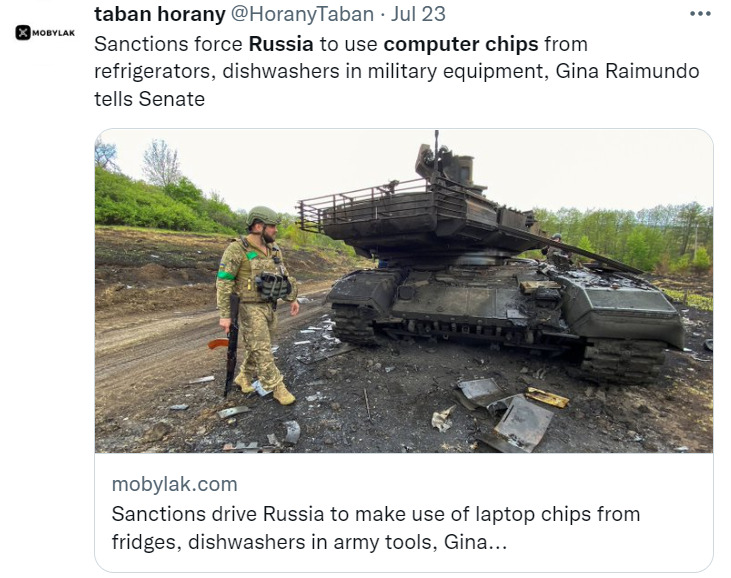 Sanctions force Russia to use computer chips from refrigerators, dishwashers in military equipment, Gina Raimundo tells Senate