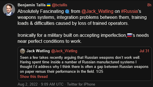 Ironically for a military built on accepting imperferction, Russia's needs near perfect conditions to work.